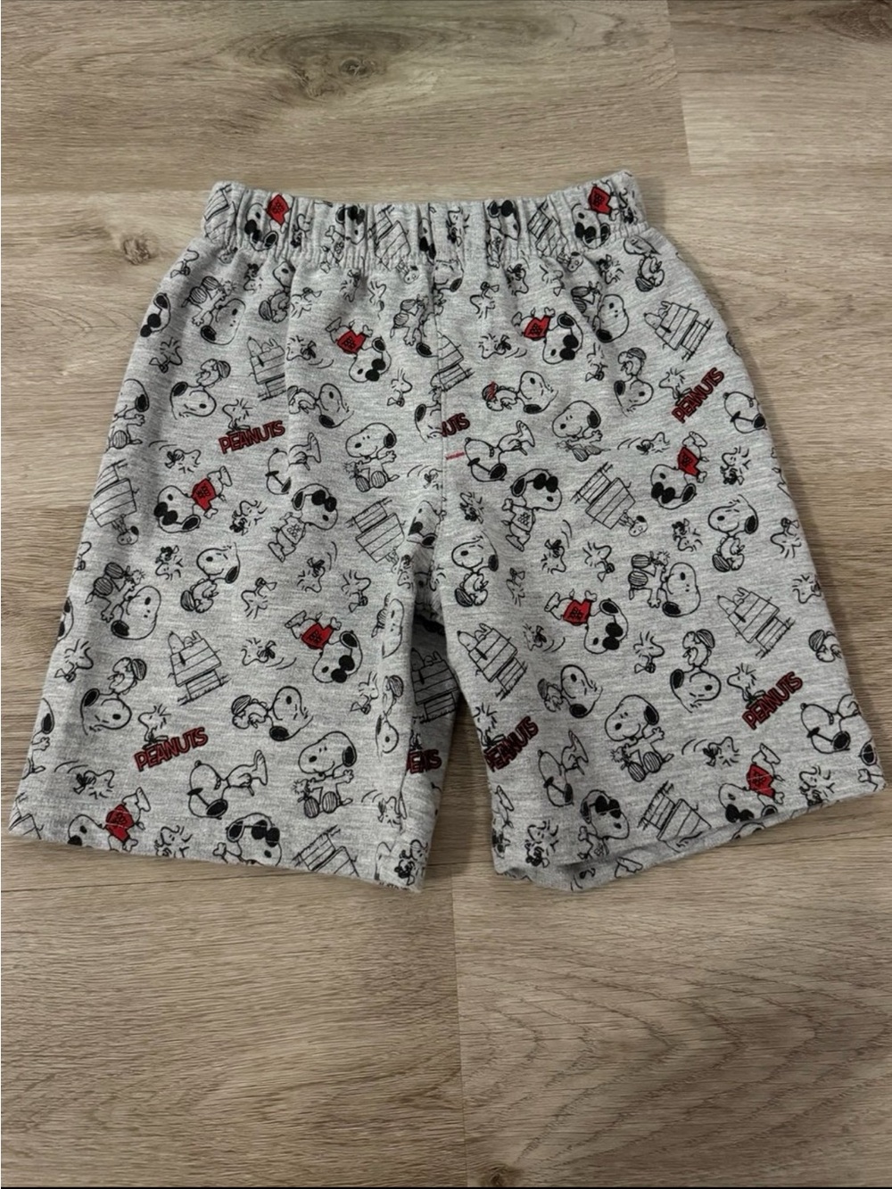 Peanuts Gray Kids Shorts with Red & Black Snoopy Print